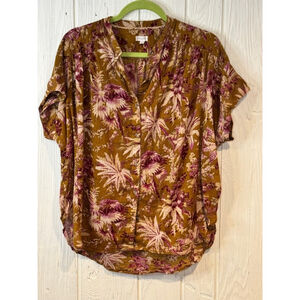 Pilcro Short Sleeve Batwing Blouse, S/M, Mustard Yellow